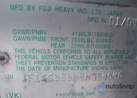 2004 Subaru Forester 2.5Xs из США, поврежденный, VIN JF1SG65664H754540